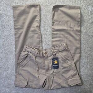 Carhartt FR Pants Mens Actual 34/36 Beige Canvas Flame Resistant Workwear Cargo